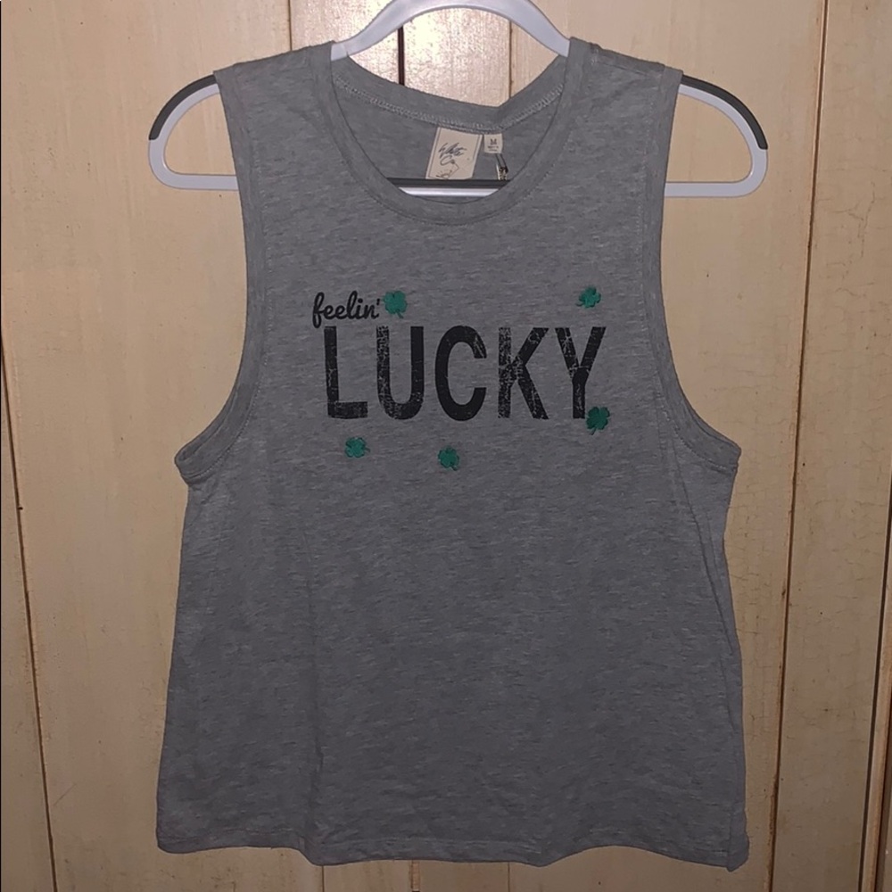 Gray Feelin’ Lucky Muscle-Tee